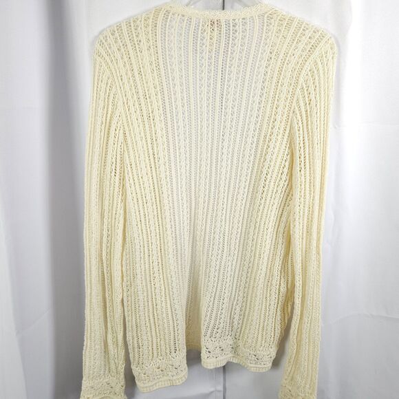 Chico's 0 Women's 4 White Cream Open Knit Open Front Cardigan Sweater - Picture 3 of 7